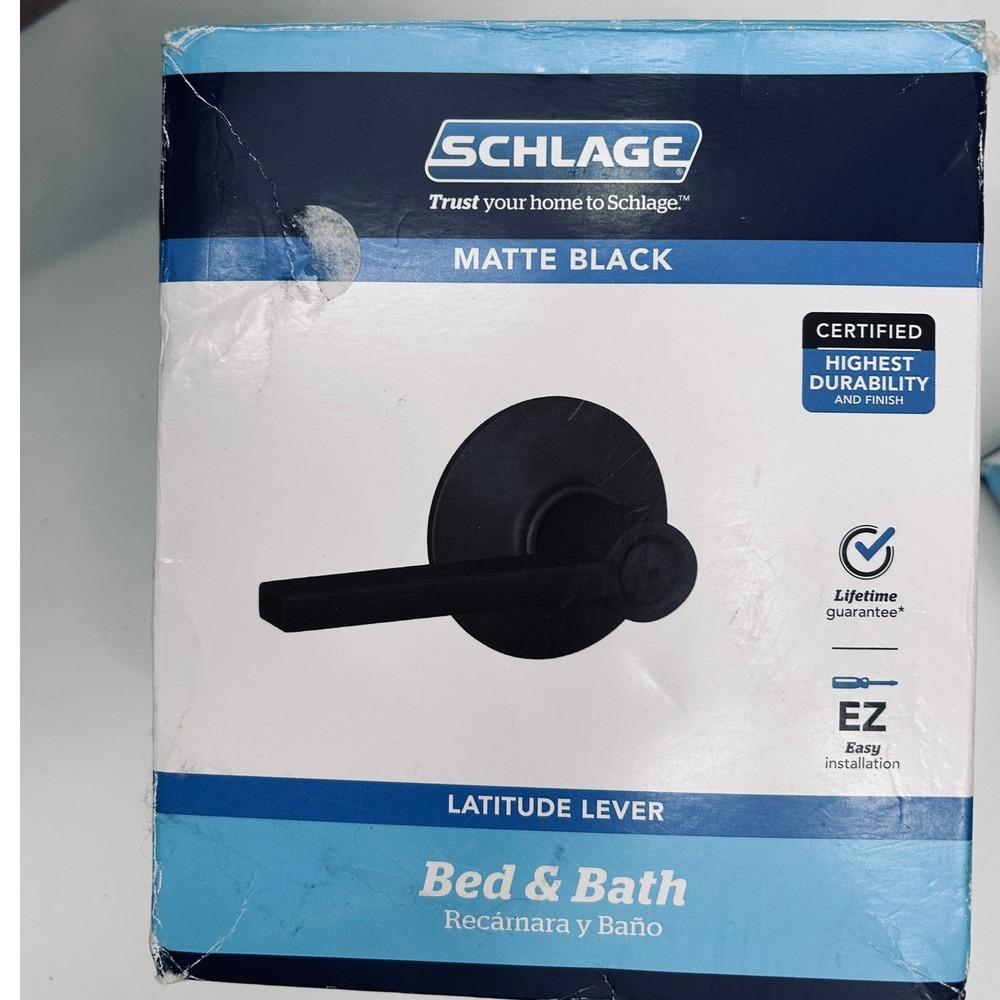 Schlage Latitude Lever & Reliabilt Baron Knob 6pk Matte Black Door Hardware Set - Picture 6 of 13